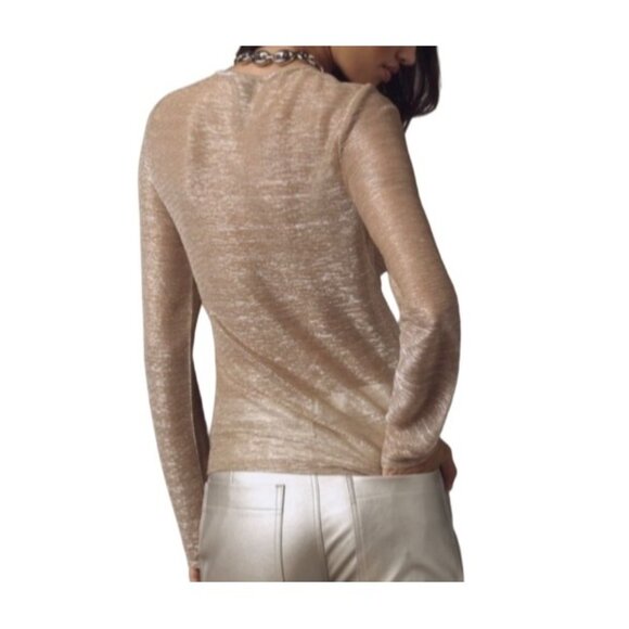 Anthropologie Twist-Front Shine Top Metallic Long Sleeve Size M - Picture 2 of 8